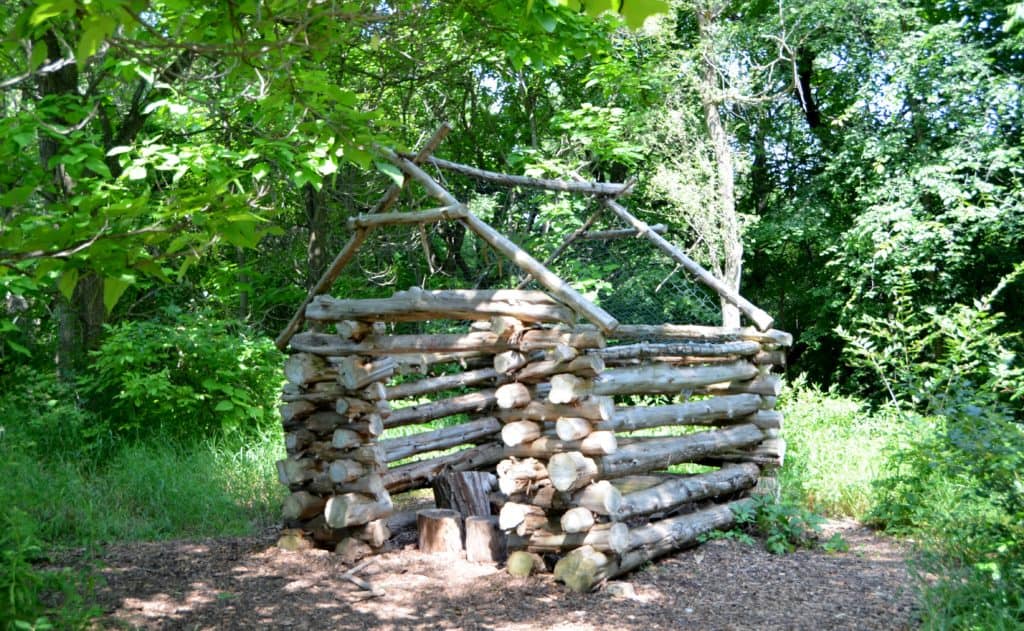 The Log Cabin at Gaffield Children's Garden in Ann Arbor, Michigan