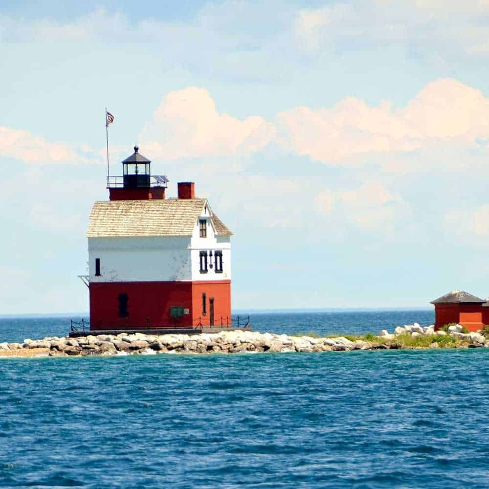 Round Lighthouse in the Straits of Mackinac