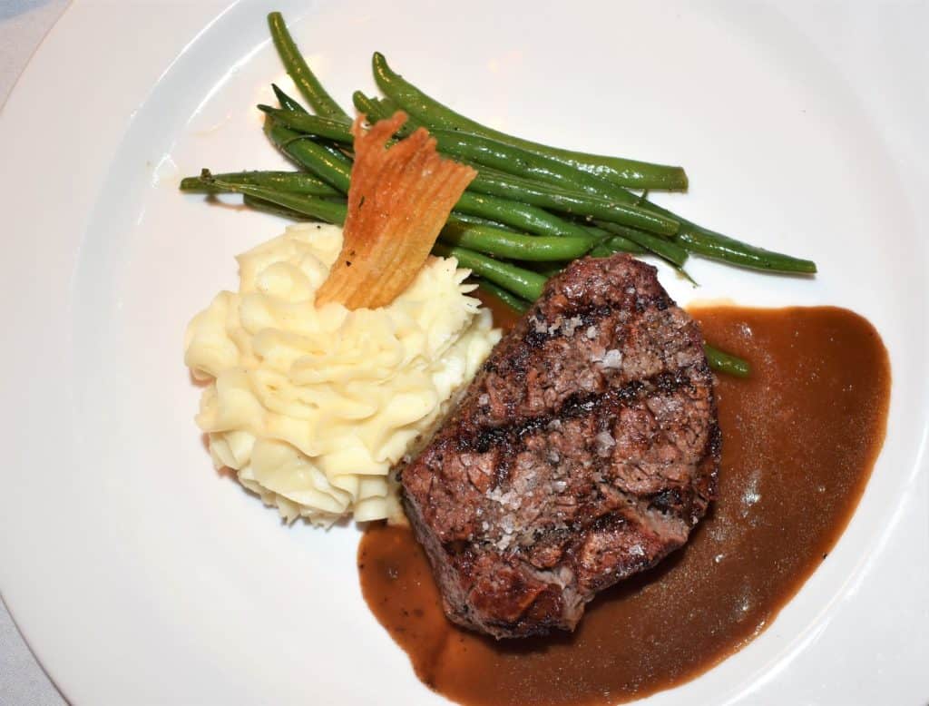 Filet Mignon with Green Beans and Whipped Potatoes from The English Inn, a Lansing best restaurant