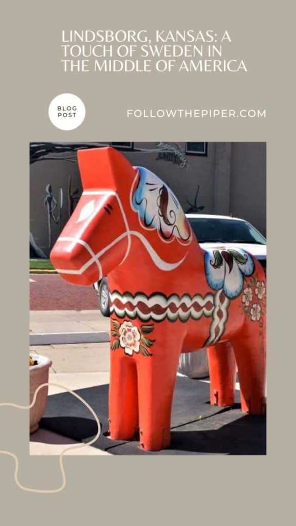 Dala Horse in Lindsborg, Kansas - Pinterest Graphic
