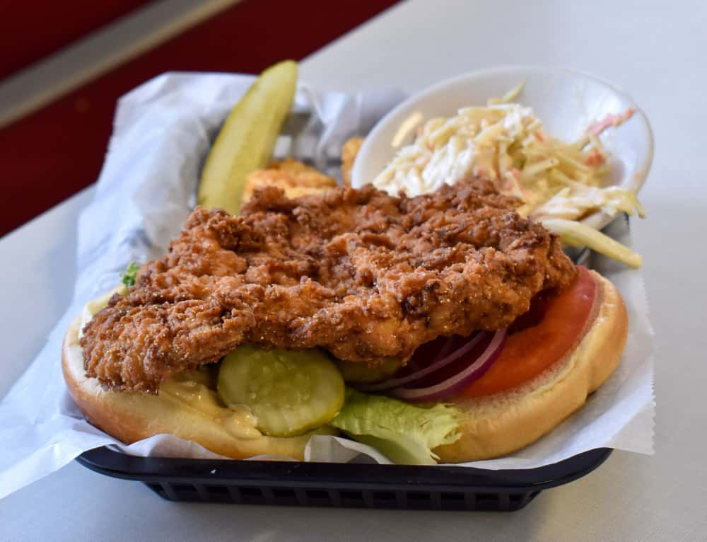 A pork tenderloin sandwich from Oasis Diner, one of the best restaurants in Hendricks County