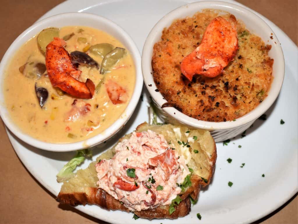 Lobster Chowder, Lobster Mac and Chees and Lobster Croissant at Foscle in Chester, Nova Scotia