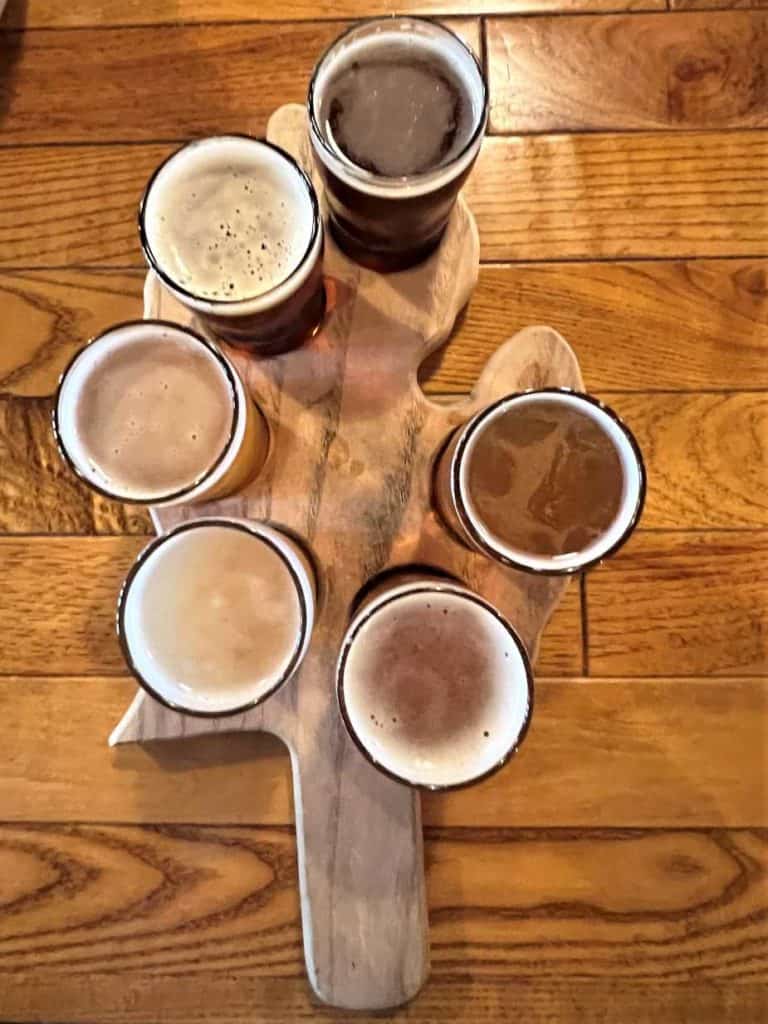 Flight of Craft Beer at Michigan Brewing Company