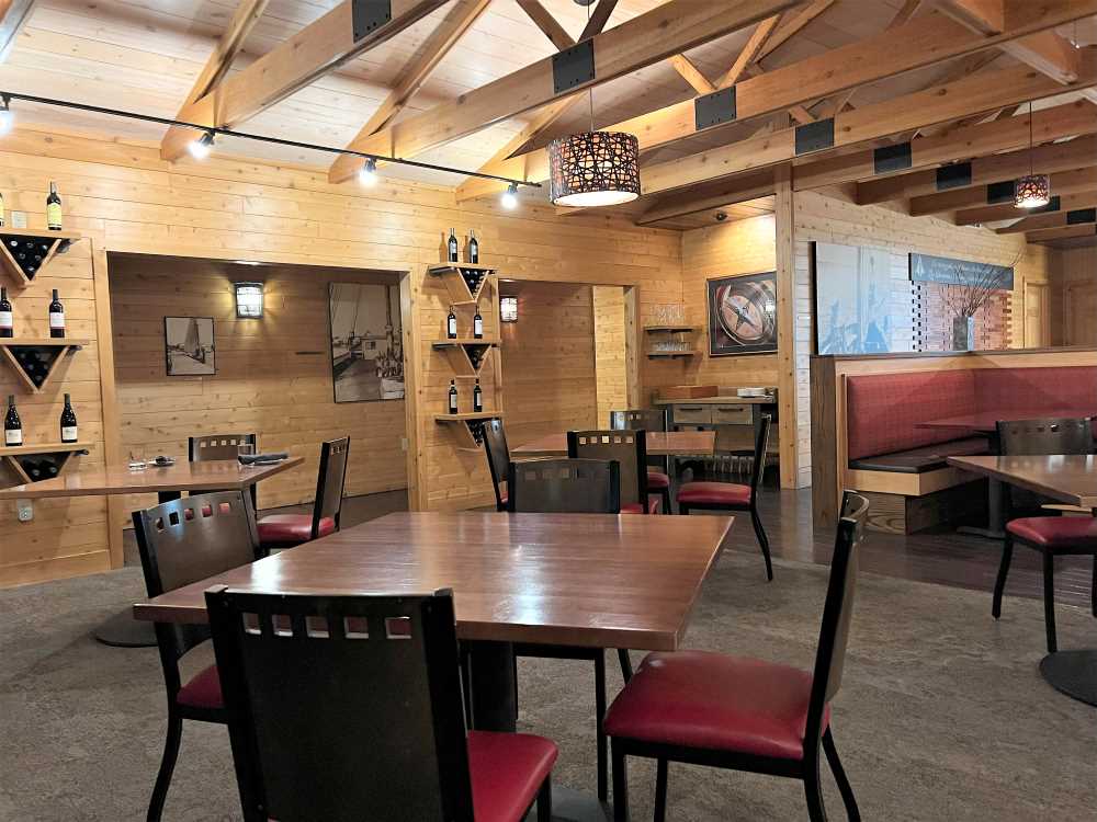 The dining room inside the Les Cheneaux Culinary School Restaurant in Hessel, Michigan