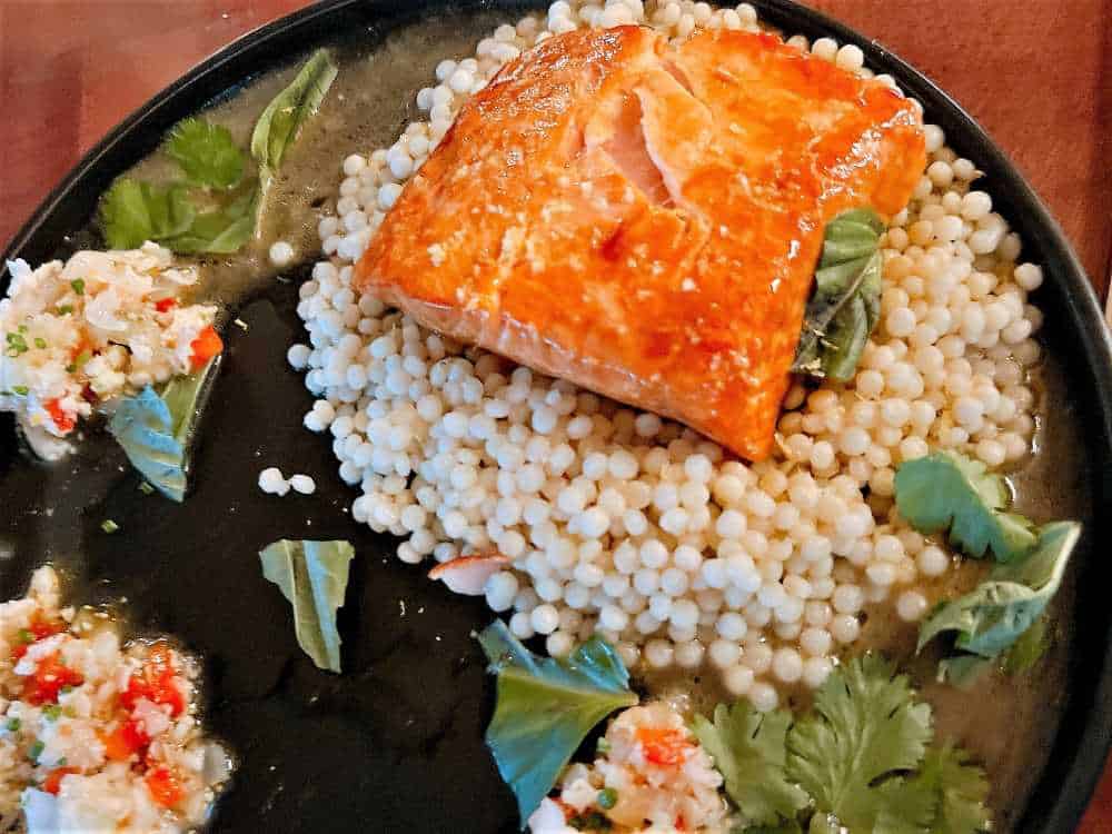 Butter Poached Salmon from Les Cheneaux Culinary School Restaurant