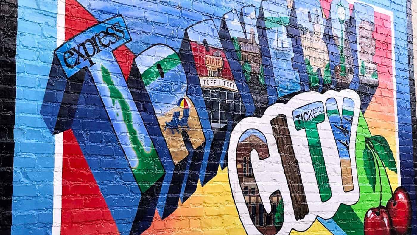 Traverse City Street Art – Landscape – Resized Welcome to Traverse City Sign and some of the best things to do in Traverse City