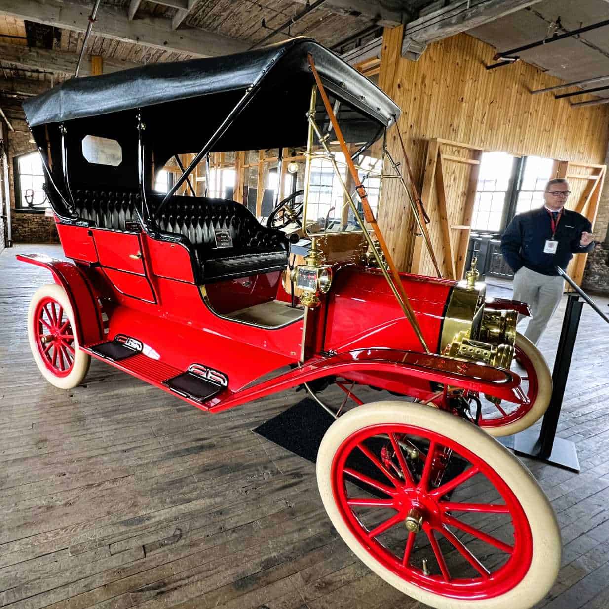 A Red Model T with a Black Roof