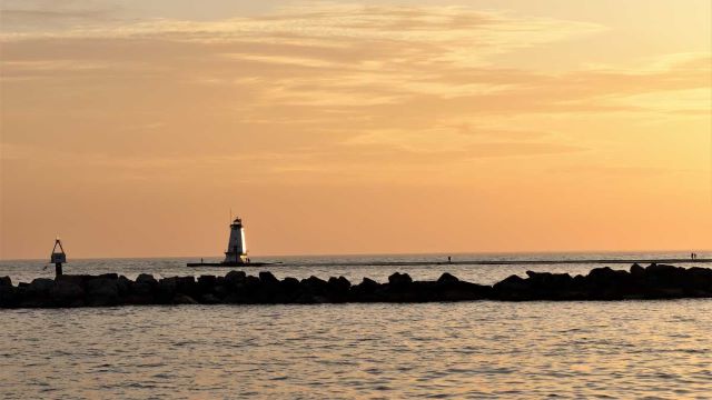 Ludington North Breakwater Light at Sunset