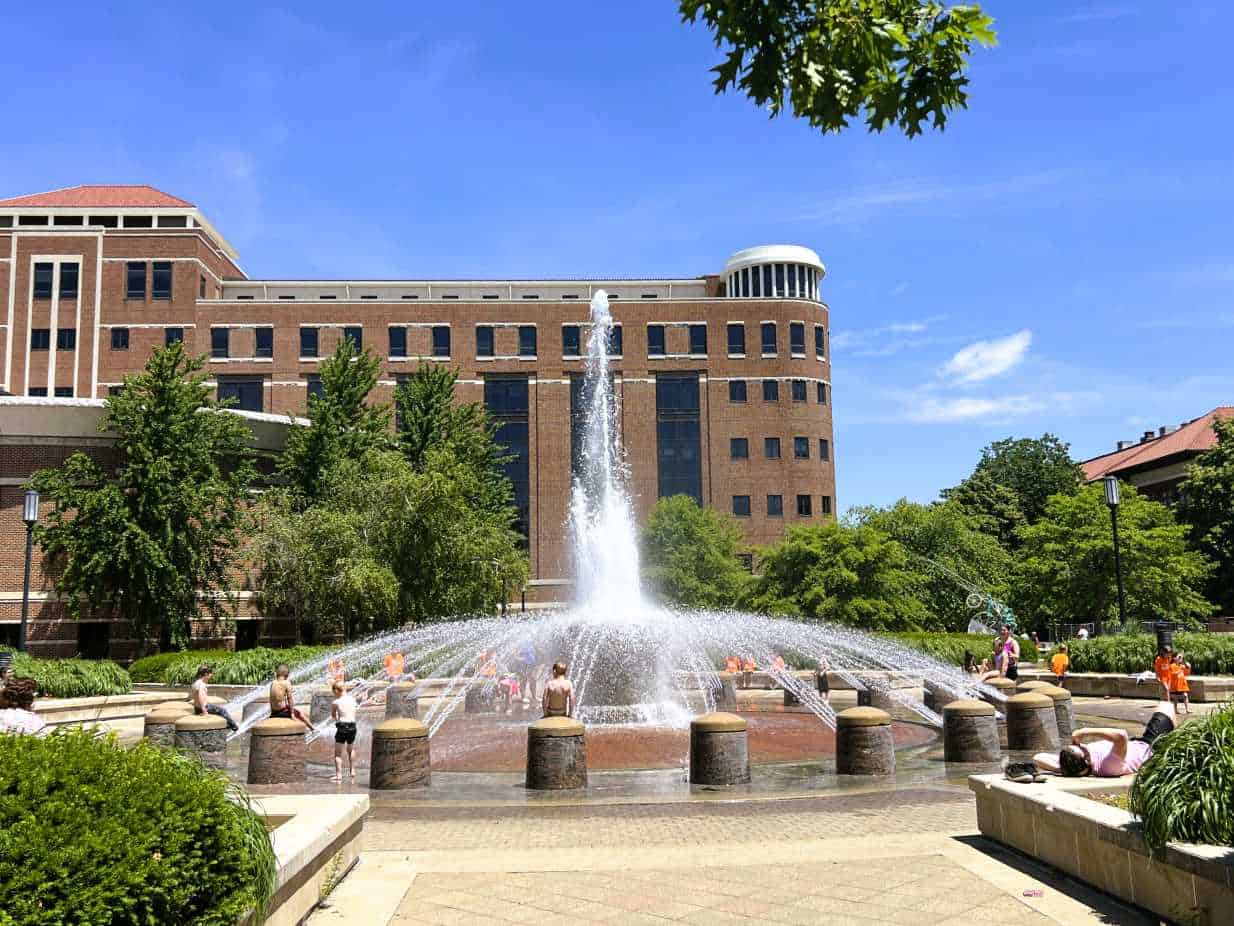 Kids Playing in a Fountain in West Lafayette, Indiana