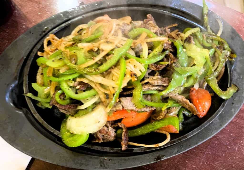 Beef fajitas at Los Bravos Mexican Restaurant