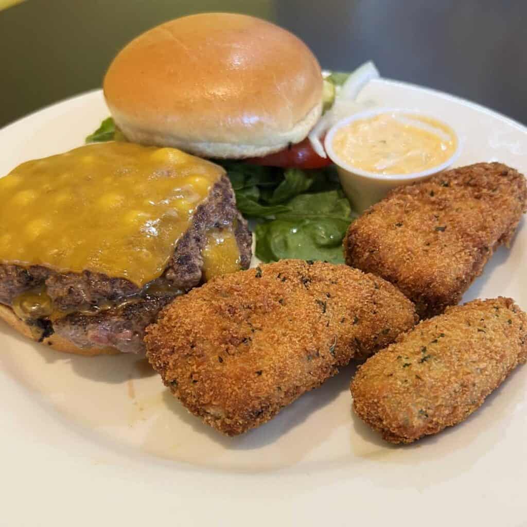 The Booher Burger with Jalapeño Poppers at Boohers, Place to Eat in Jackson, Michigan