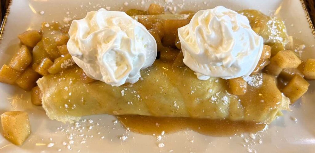 Apple Crepes at After 26 Depot Cafe one of the best places to eat in Cadillac, Michigan