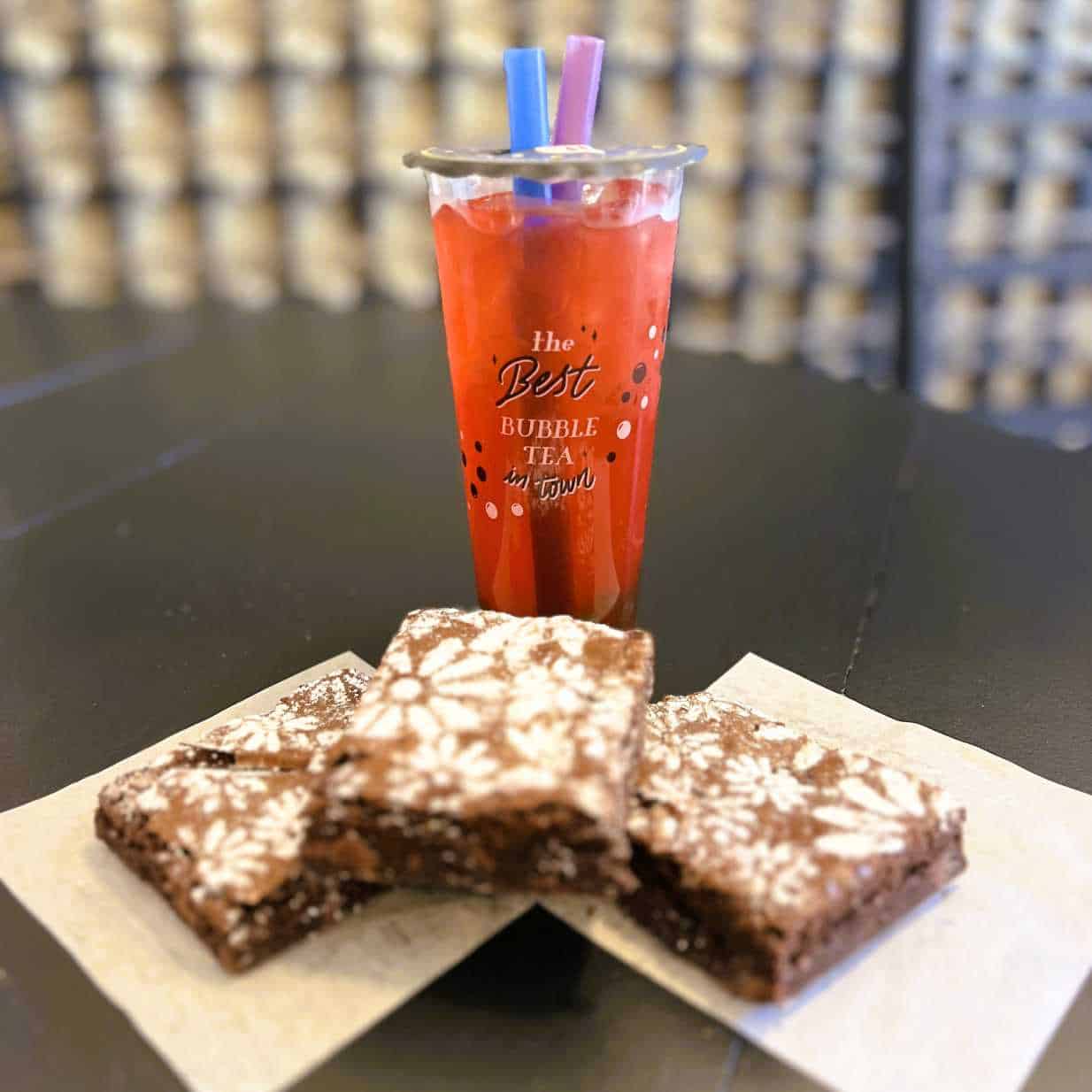 Boba Tea and Classic Brownies at Wild Flour Bakery