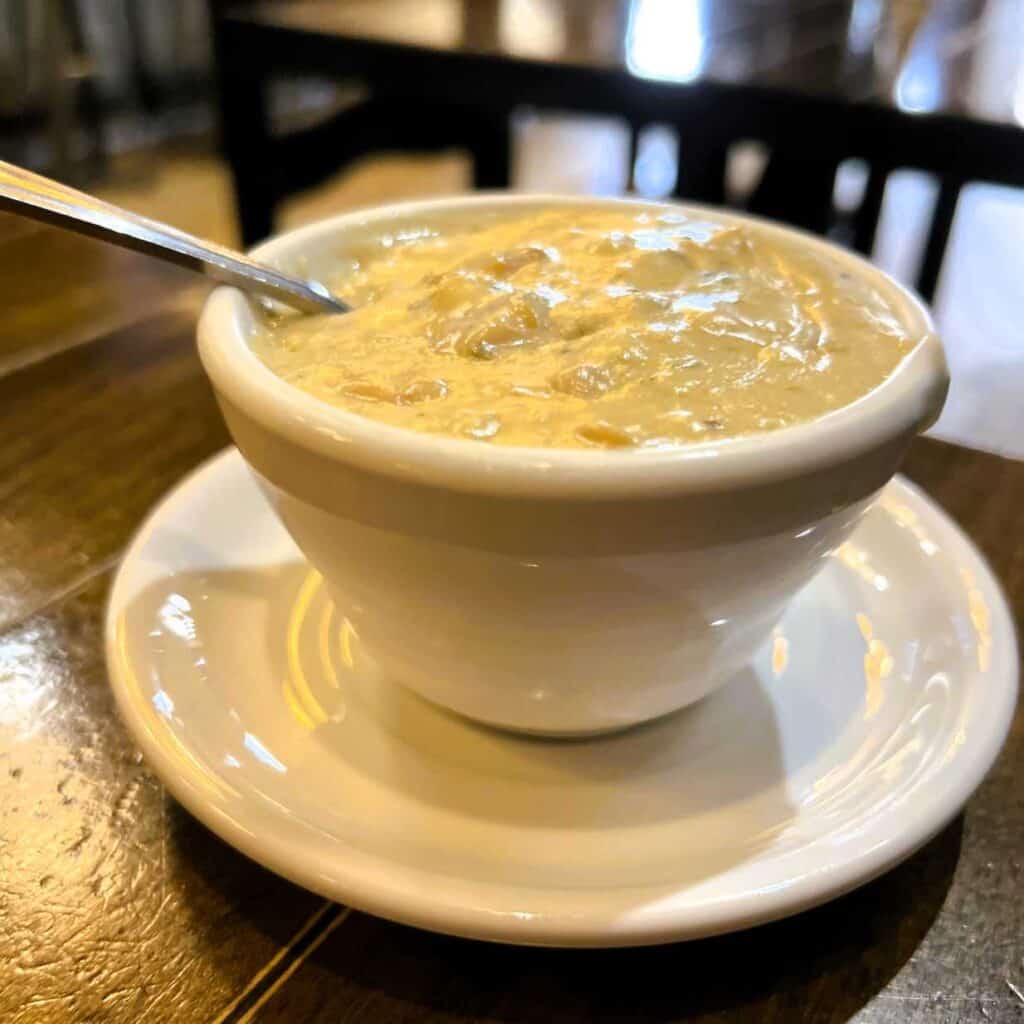 Clam Chowder at Clam Lake Brewery in Cadillac, Michigan