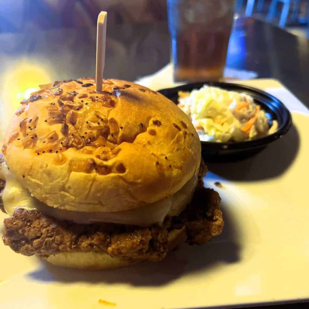 Hawaiian Burger with Coleslaw at The Hunt Club, Places to Eat in Jackson, Michigan