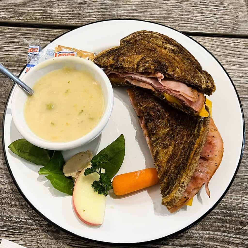 Grilled Ham and Cheese with a Cup of Soup 