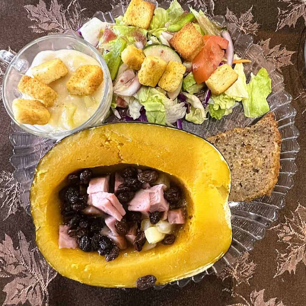 Stuffed Acorn Squash with Salad 