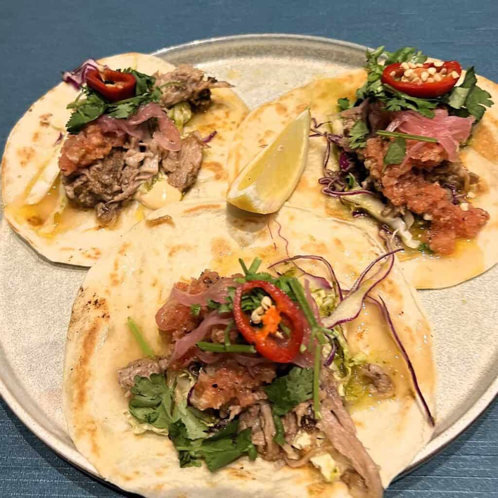 Kahlua Pork Tacos at Bogart's Cafe, One of the Best Places to Eat in Oahu, Waikiki