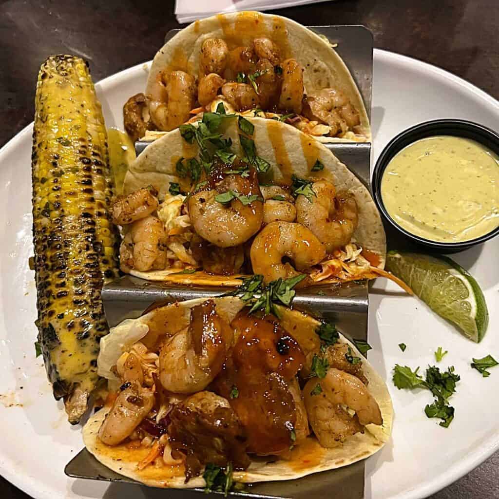 Shrimp Tacos with Corn on the Cob