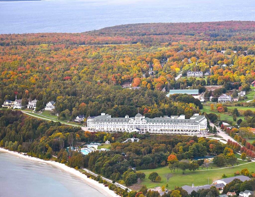 The Grand Hotel from the Air in Fall