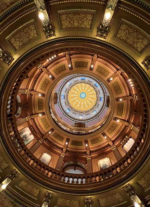 The Inside Dome of Michigan's State Capitol in Mid-Michigan, part of the Michigan Travel Guide.